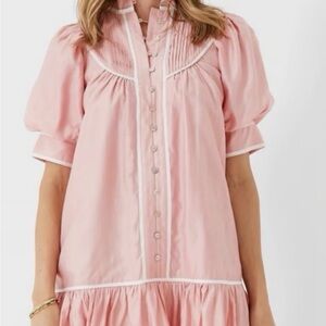 Pomander Place Coral Dress with Puff Sleeves